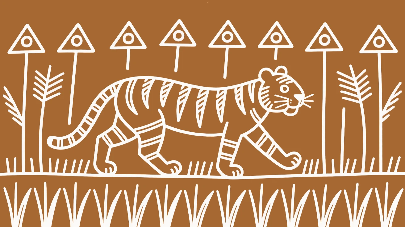A lone tiger crossing a field of tall grass.