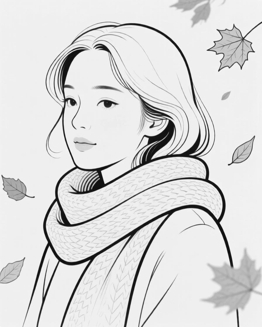 A portrait of a woman wearing a scarf on a cold autumn day