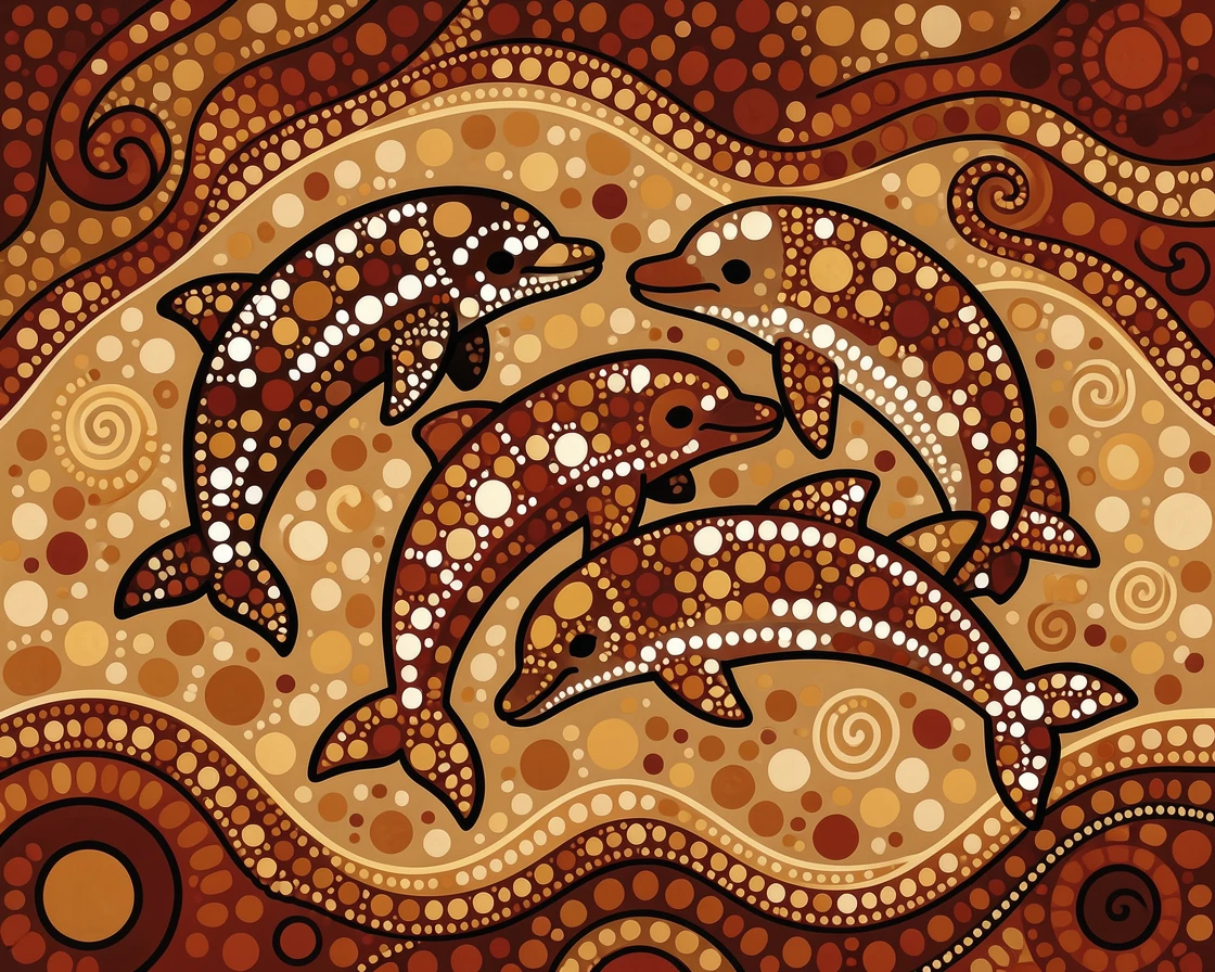 A dolphin pod resting on the sandy seabed