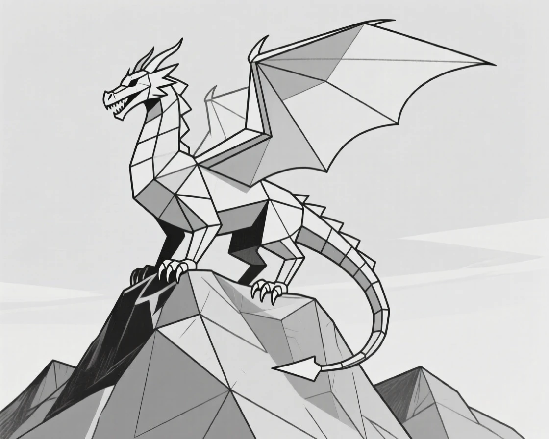 A majestic dragon perched atop a mountain peak