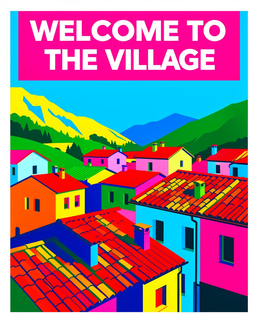 Mountain village with terracotta rooftops