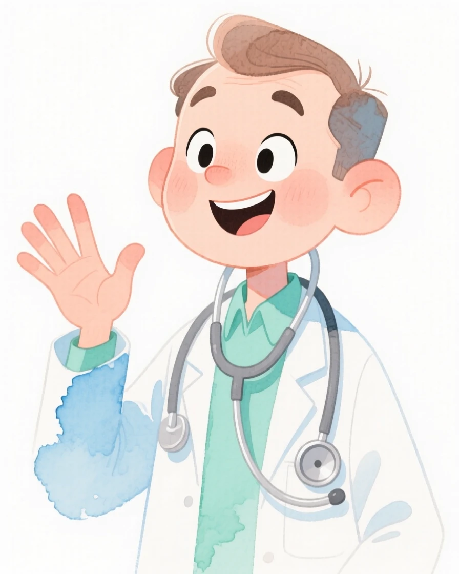 A doctor explaining their craft with an animated gesture