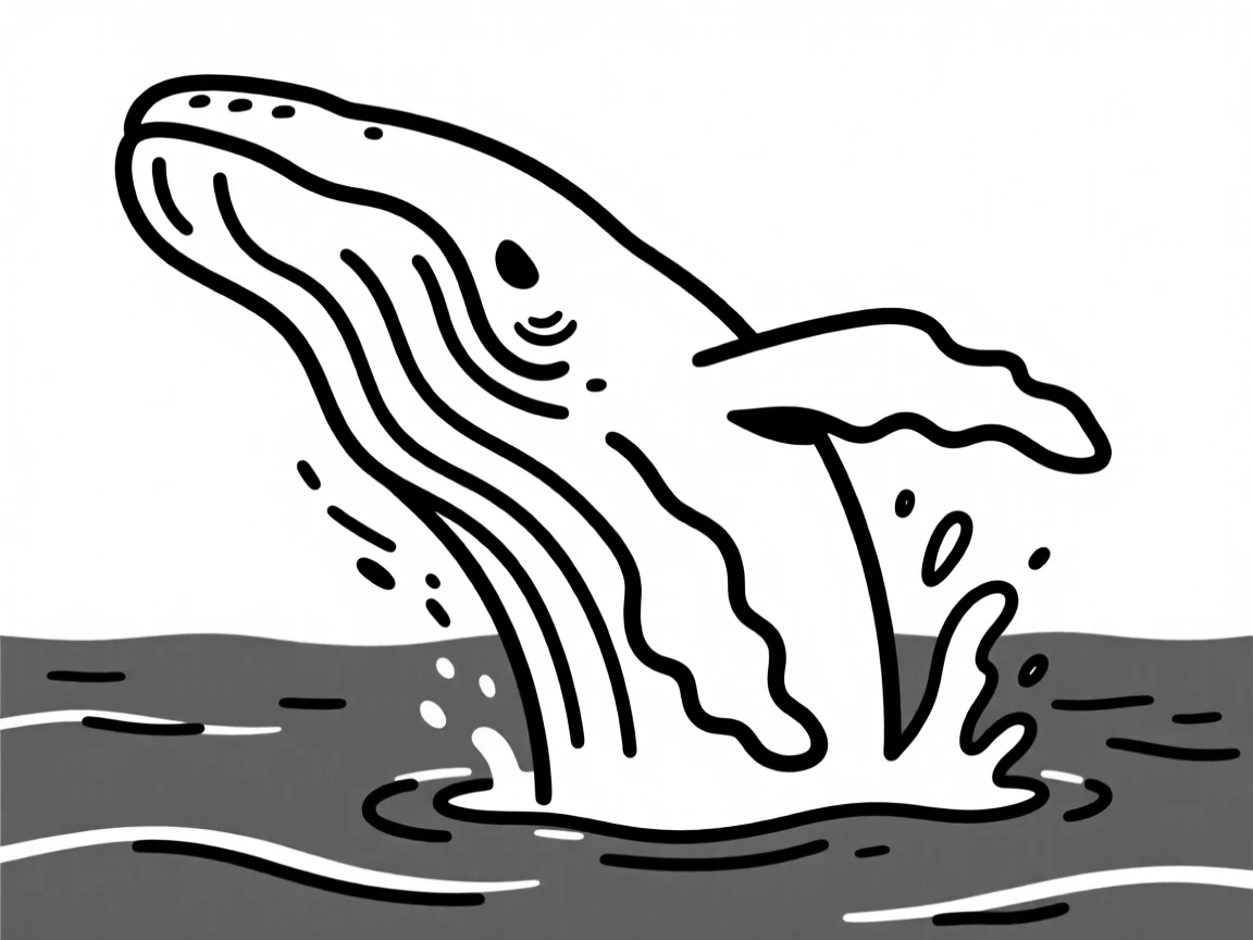 A humpback whale breaching dramatically out of the deep blue ocean.