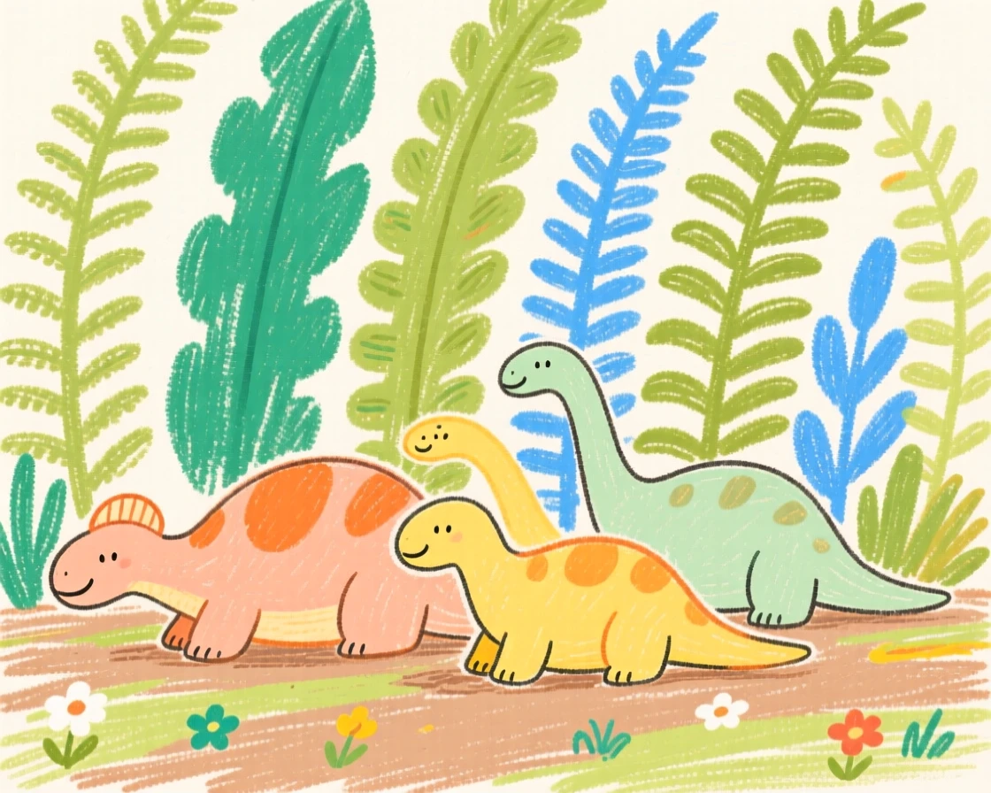 A Parasaurolophus herd resting beneath towering prehistoric ferns.