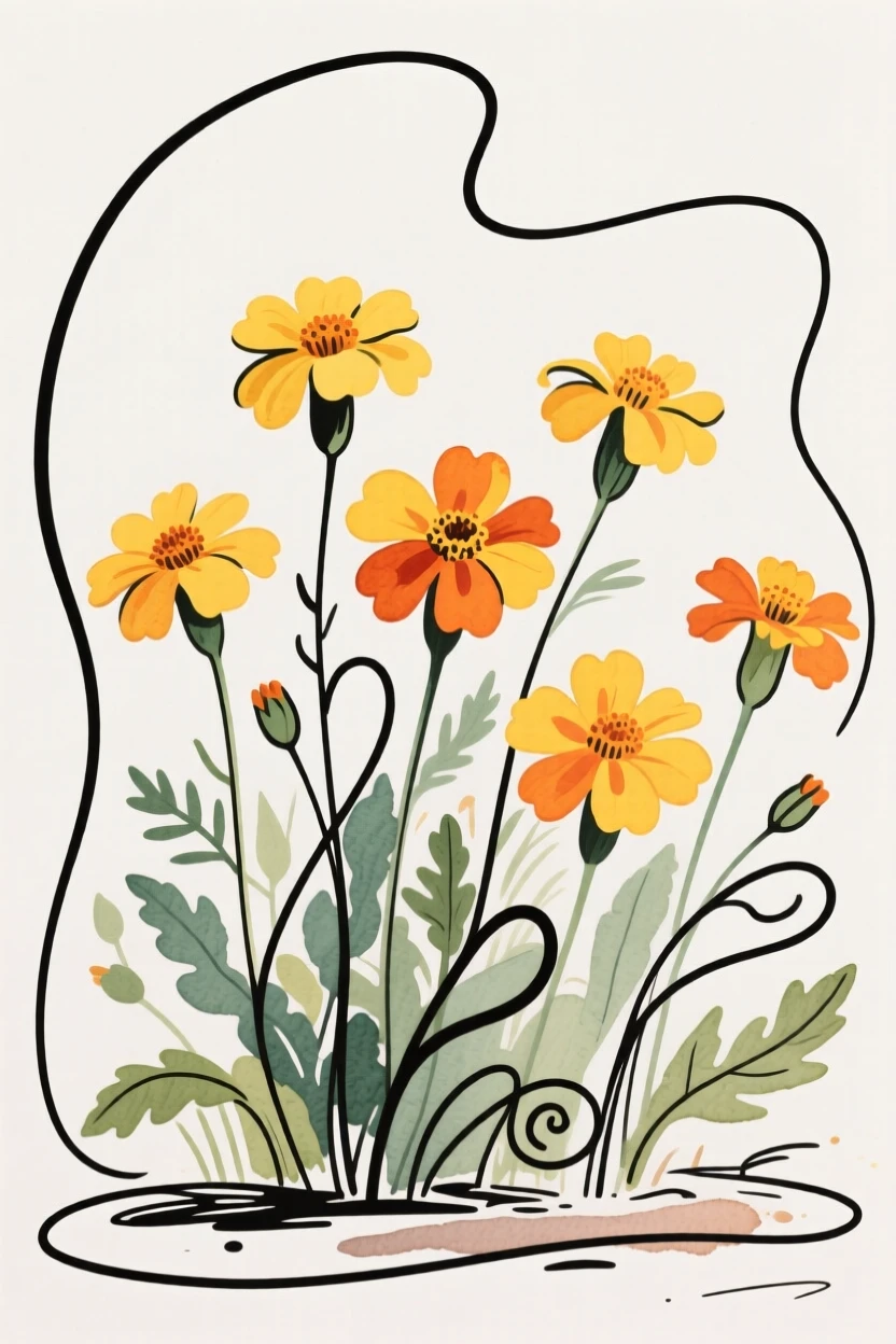 A marigold flower bed