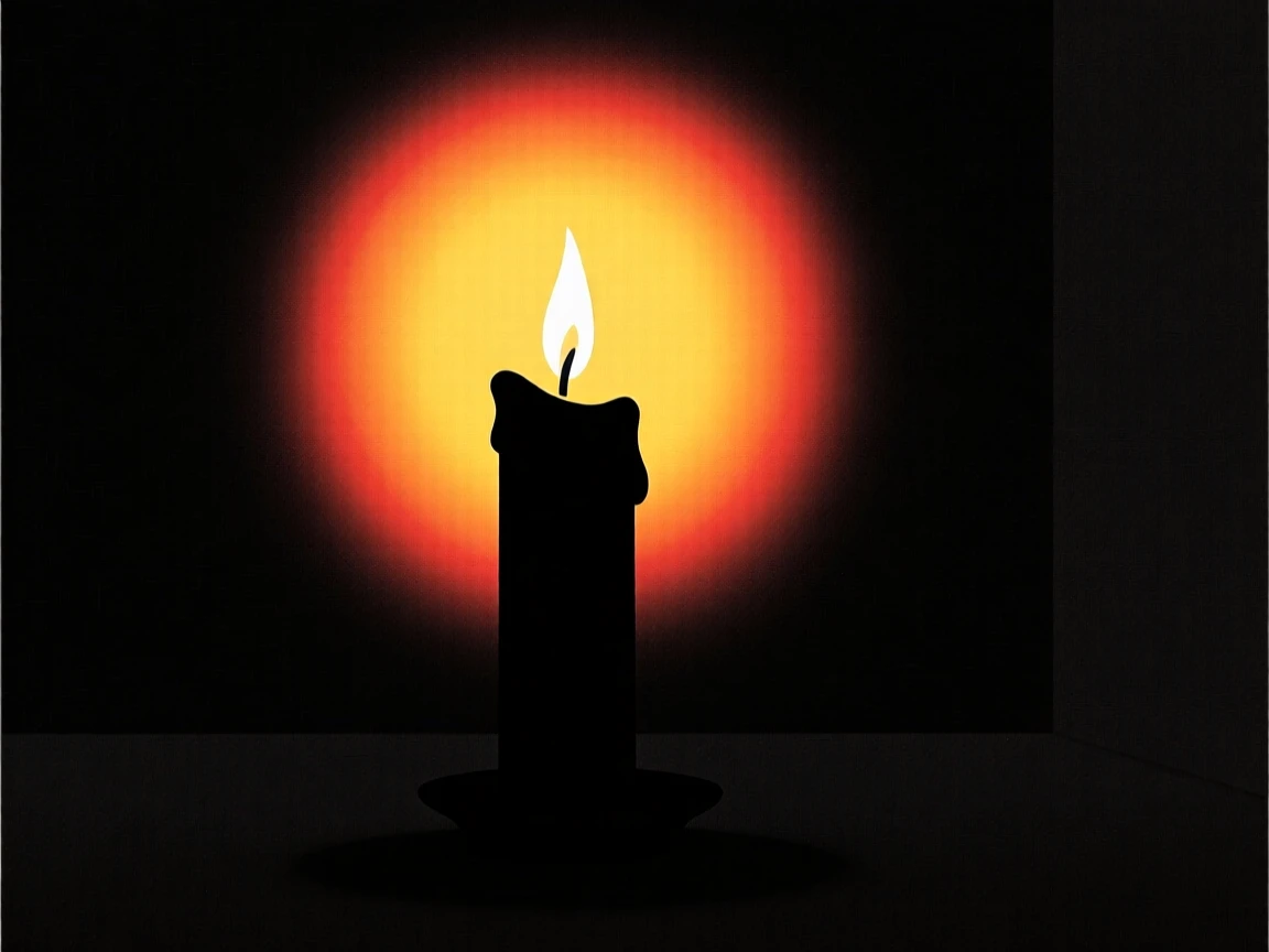 A single candle flame glowing steadily in an otherwise dark room.