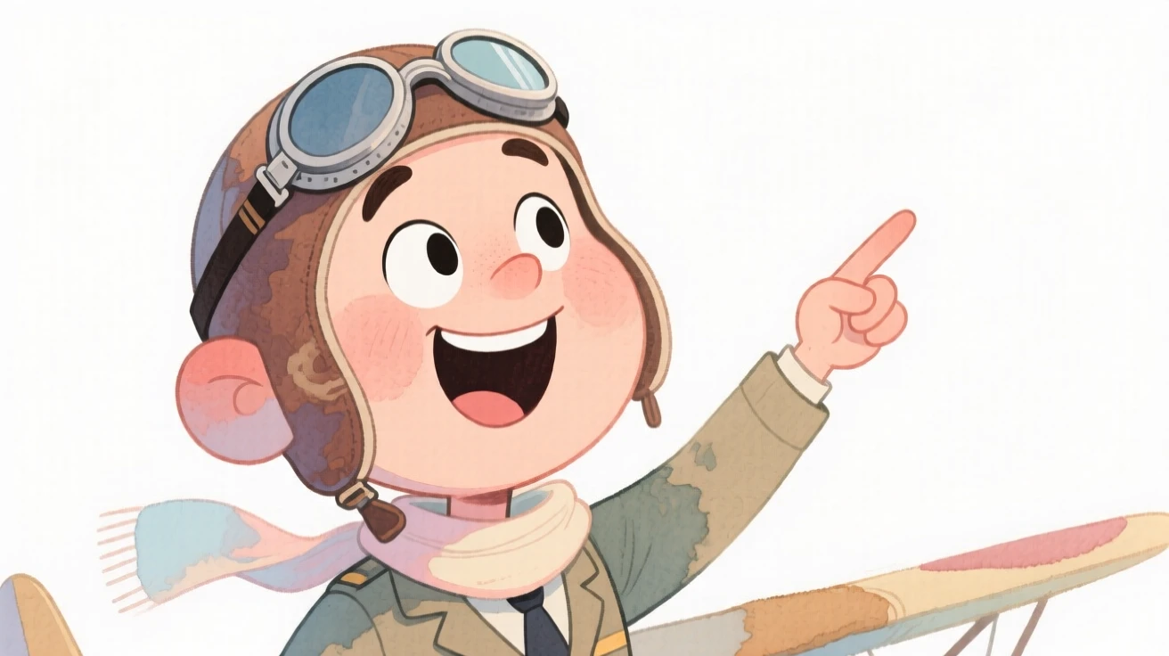 A pilot explaining their craft with an animated gesture