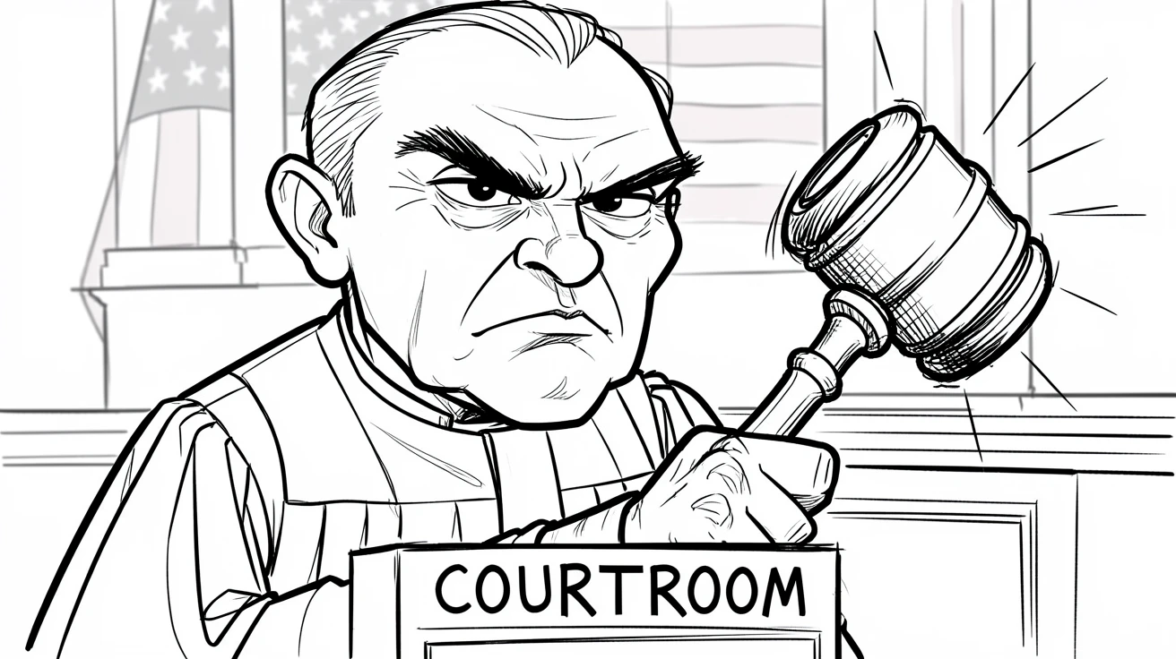 [Occupations & Hobbies] Detailed scene of a focused judge banging a gavel in a formal courtroom, showcasing skill and dedication