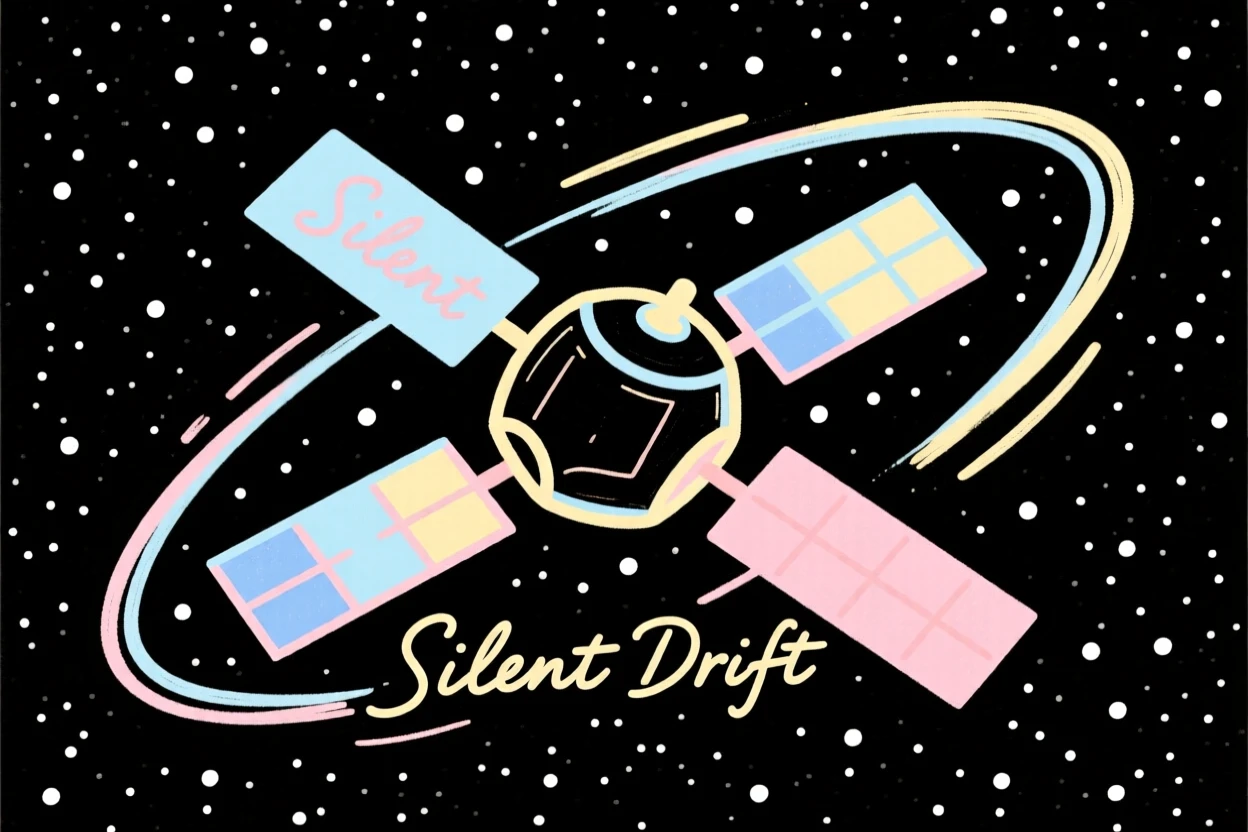 A satellite drifting silently against the backdrop of a starry void.