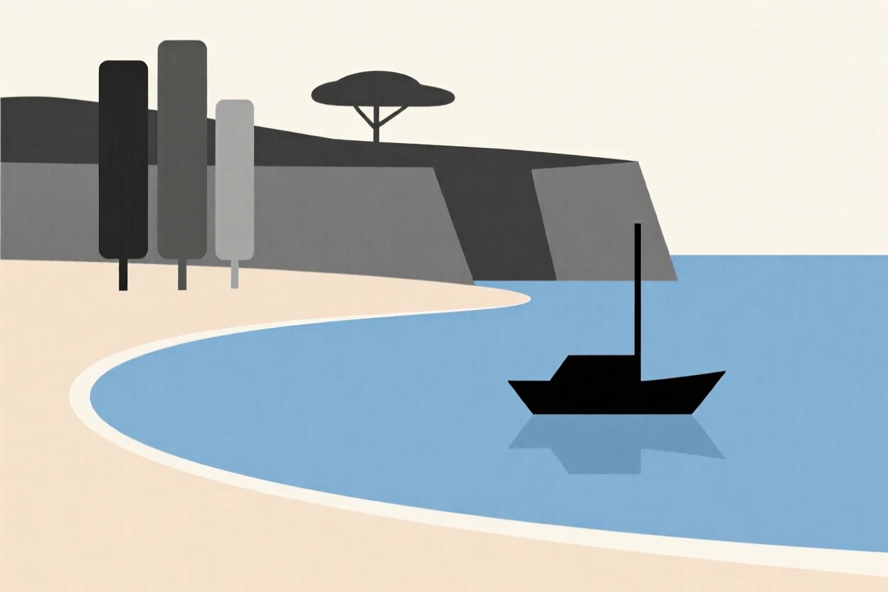 A quiet beach cove accessible only by boat