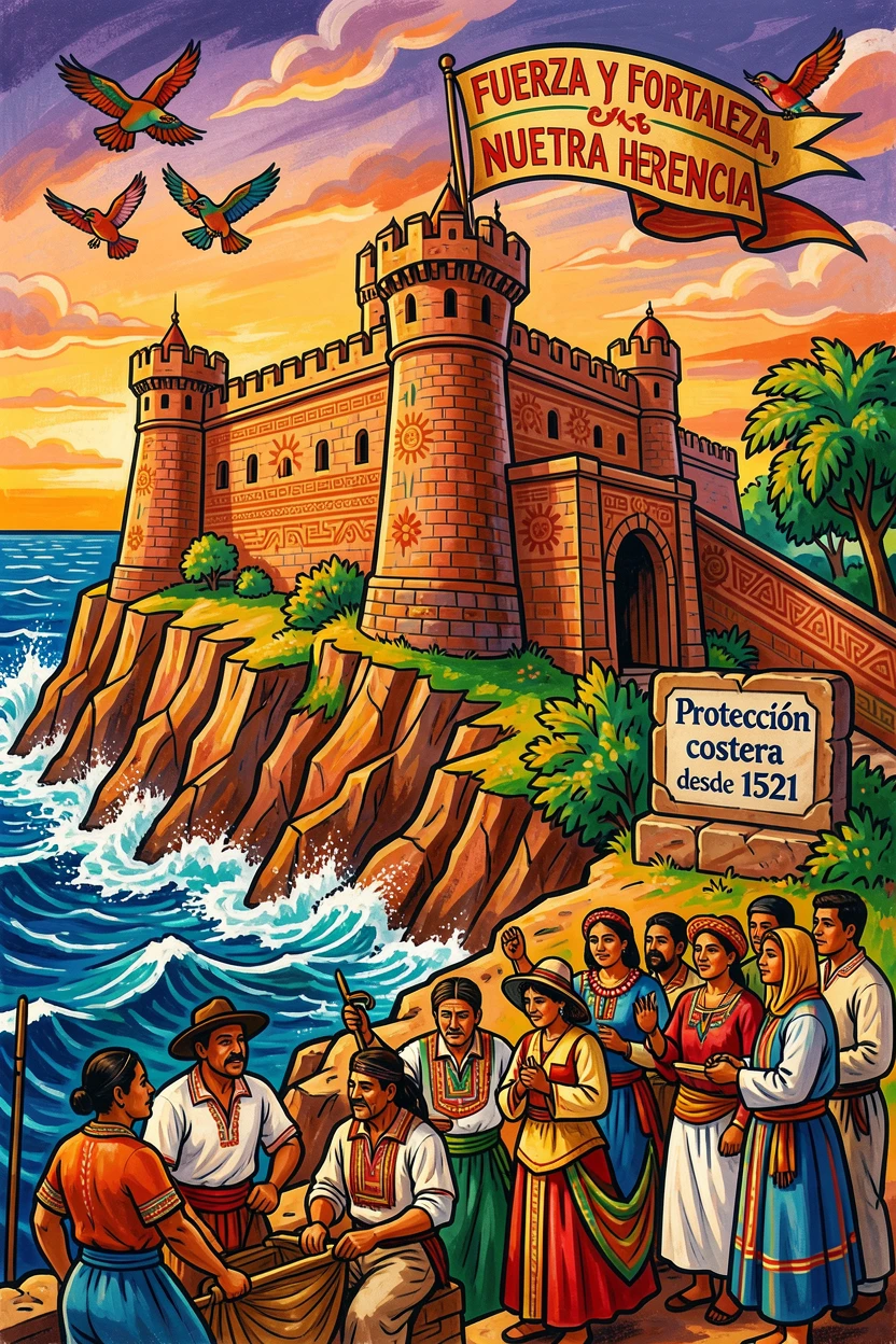 A coastal fortress overlooking crashing waves below