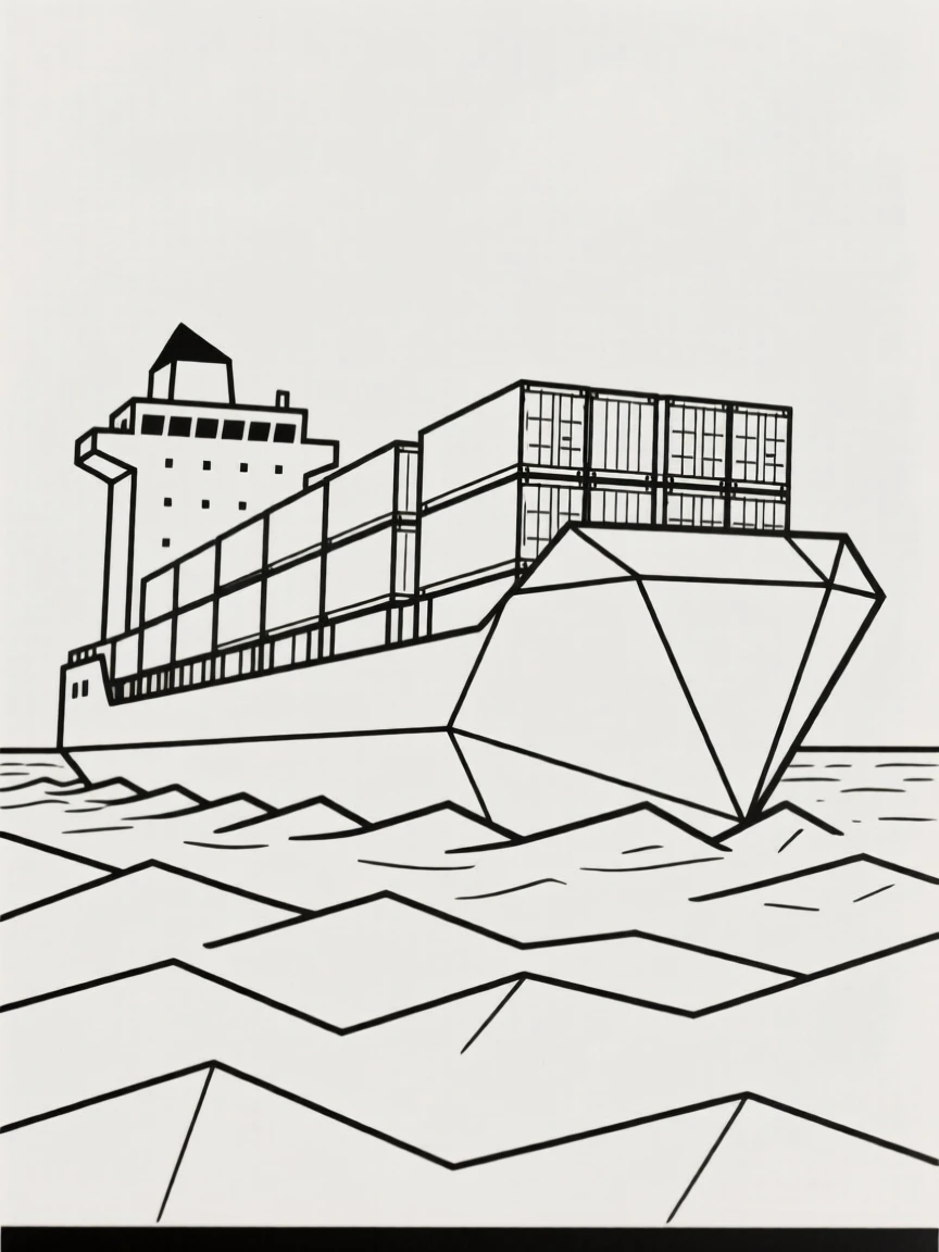 A cargo ship loaded with containers crossing the sea