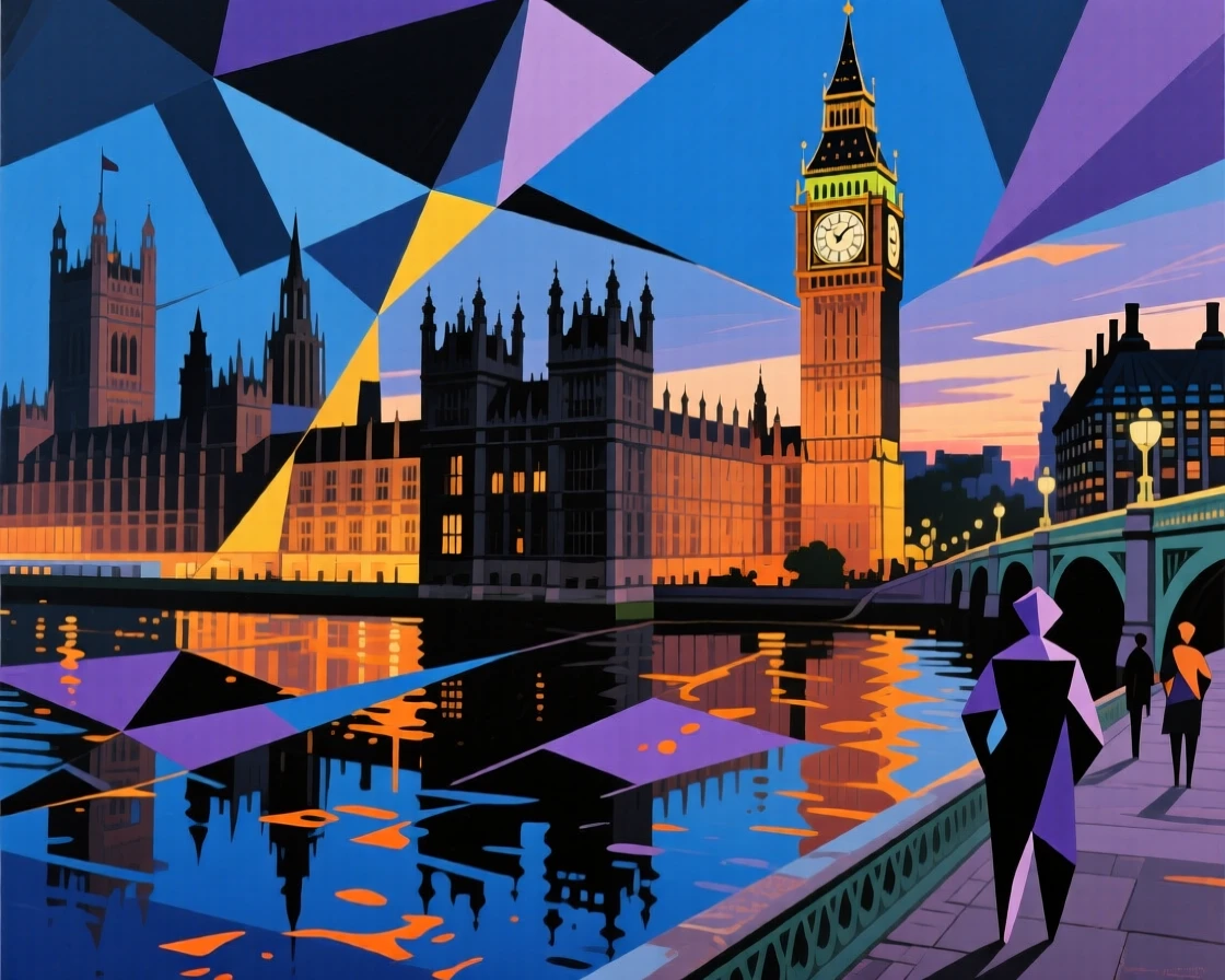 Big Ben and the Houses of Parliament reflected in the Thames at dusk.