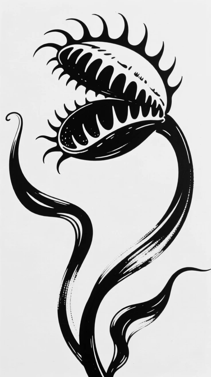 A single Venus flytrap with its jaws slightly open, waiting.