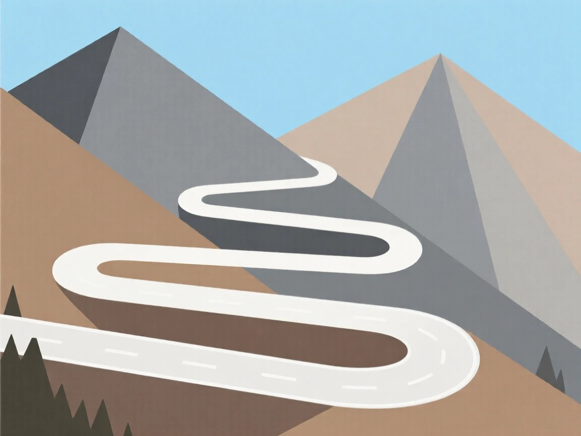 A mountain pass road with hairpin turns