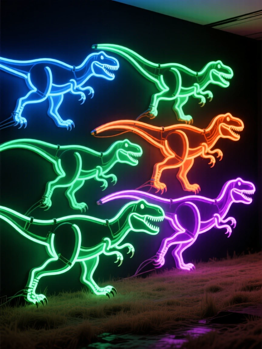 A pack of Velociraptors hunting across an open plain.