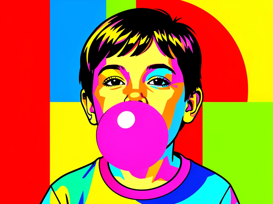 Child blowing a giant bubblegum bubble