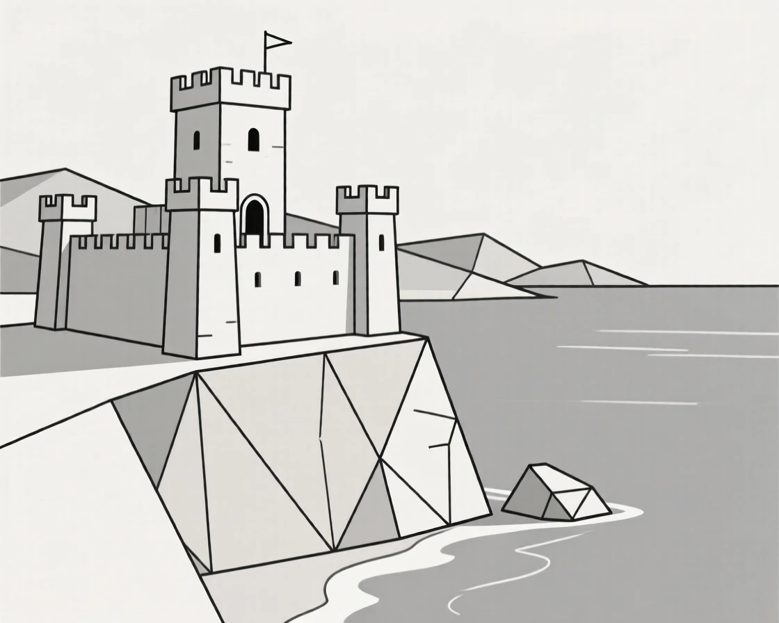 A crusader castle overlooking a Mediterranean coastline