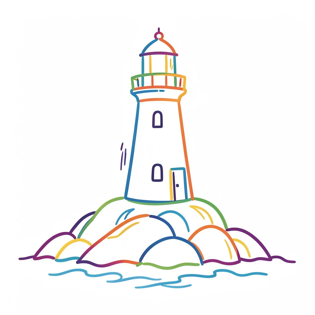 A quaint lighthouse standing on a rocky point along the coast of Maine.