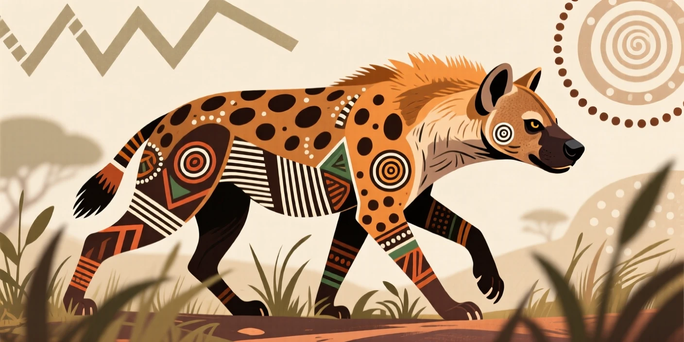 A spotted hyena stalking through the bush.