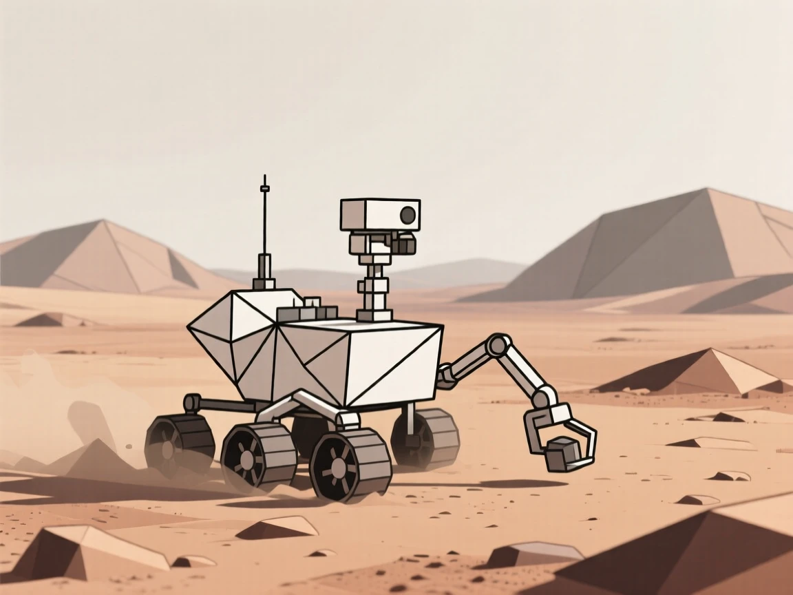 A rover exploring the dusty surface of Mars