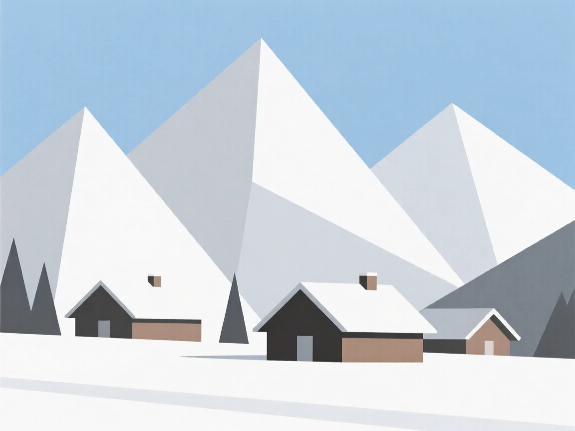 A snowy mountain resort with chalets