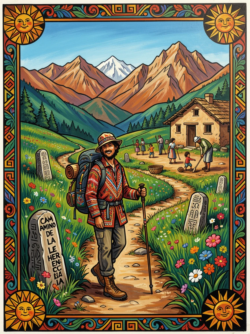 A backpacker walking a scenic trail through alpine meadows