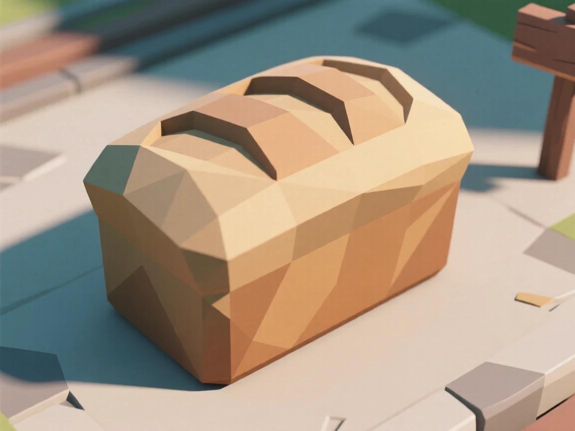 A rustic loaf of freshly baked bread, in soft morning light. the composition is framed from a pleasing overhead angle. The mood is fresh and appetizing.
