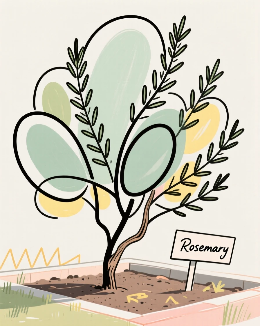 A rosemary bush in a garden