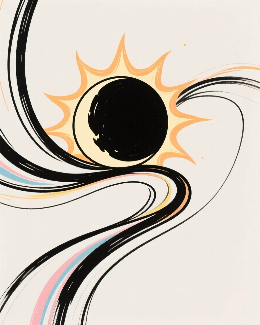 A view of a solar eclipse with the sun's corona glowing around the moon.