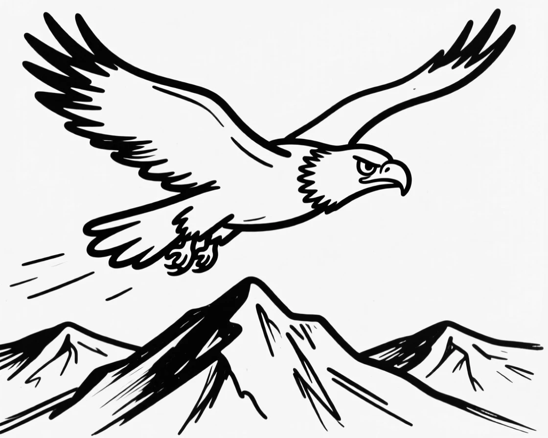 A majestic eagle soaring high above a dramatic mountain range.