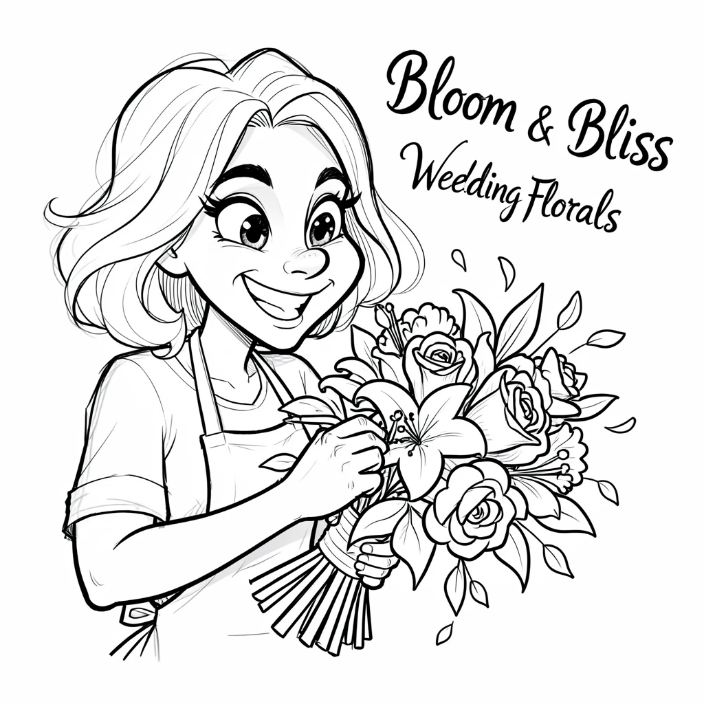 [Occupations & Hobbies] Detailed scene of a passionate florist arranging an elaborate wedding bouquet, showcasing skill and dedication