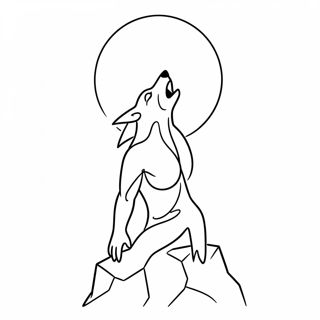 A werewolf howling atop a rocky cliff beneath a full moon