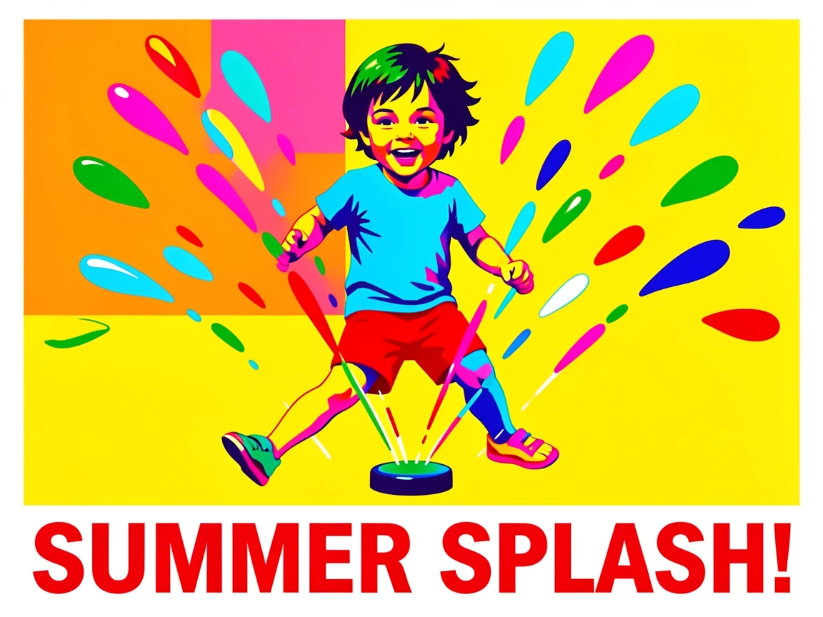 Child running through a sprinkler on a hot day