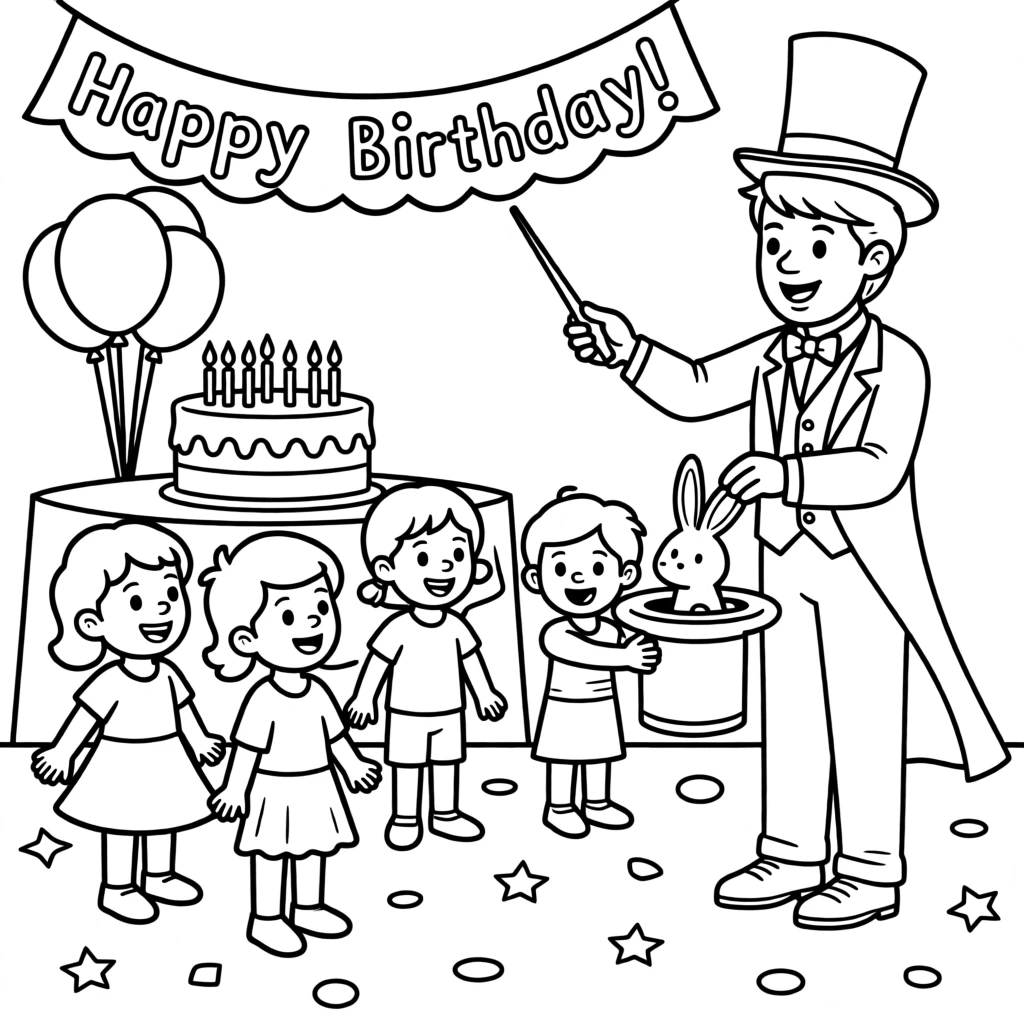 A birthday party with a magician entertaining children
