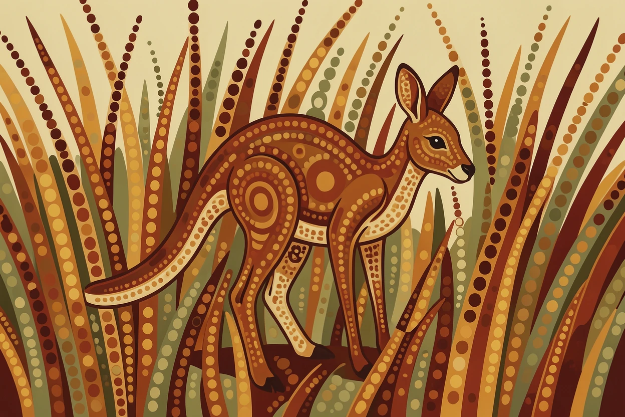 A kangaroo joey stalking silently through tall grass