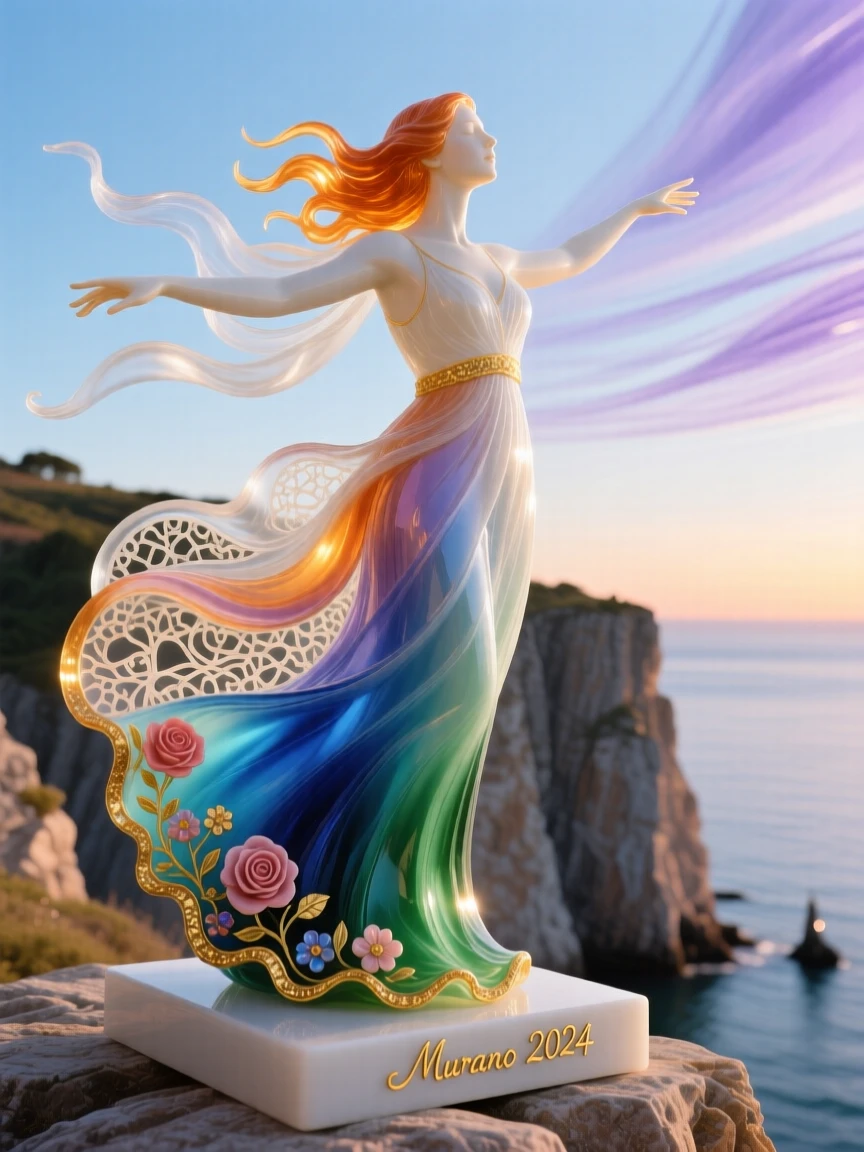 A woman standing at a cliff's edge, arms outstretched to the wind, liberating and empowering.