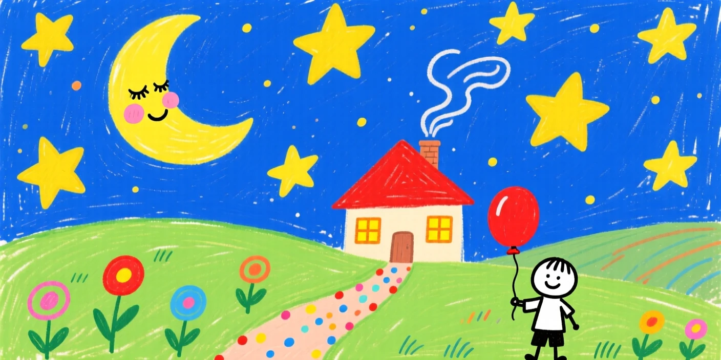 A starry night sky over a quiet countryside.
