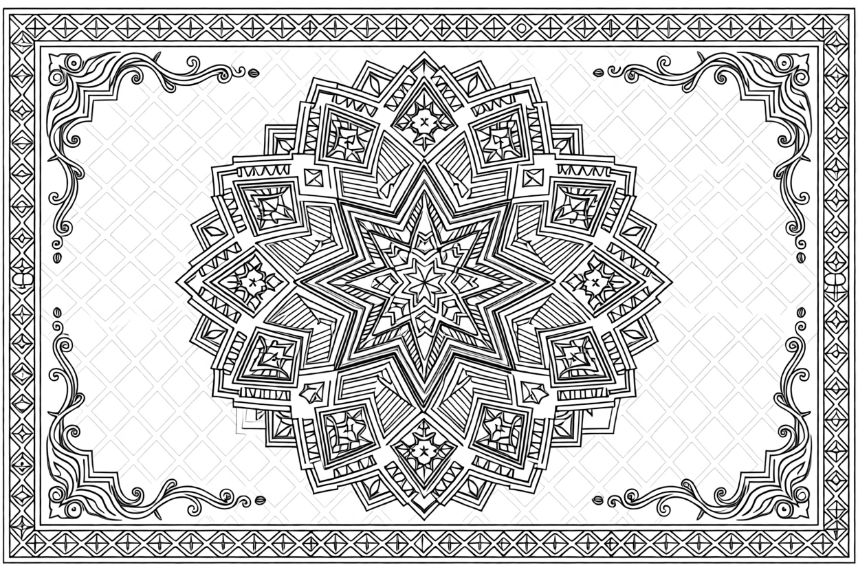 A mandala composed of Moroccan-tile-inspired star and cross shapes.