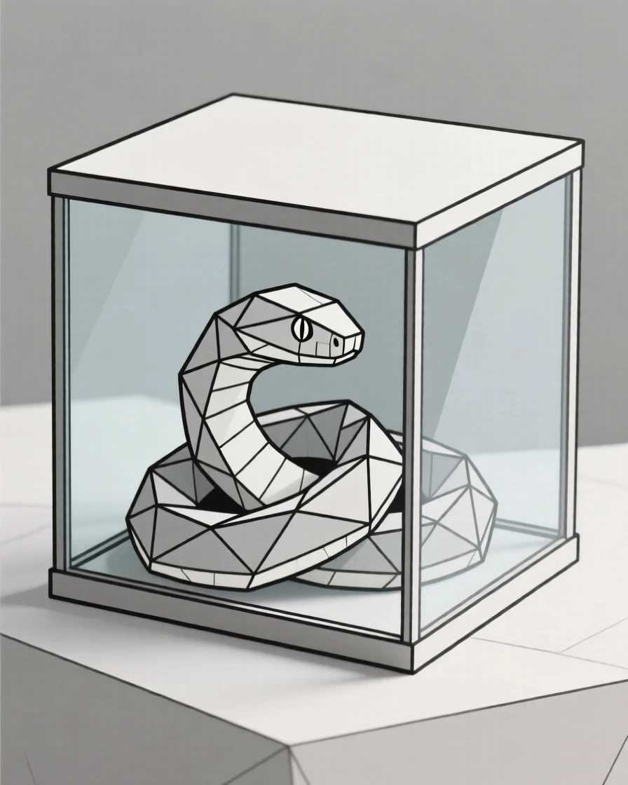 A pet snake coiled inside a terrarium