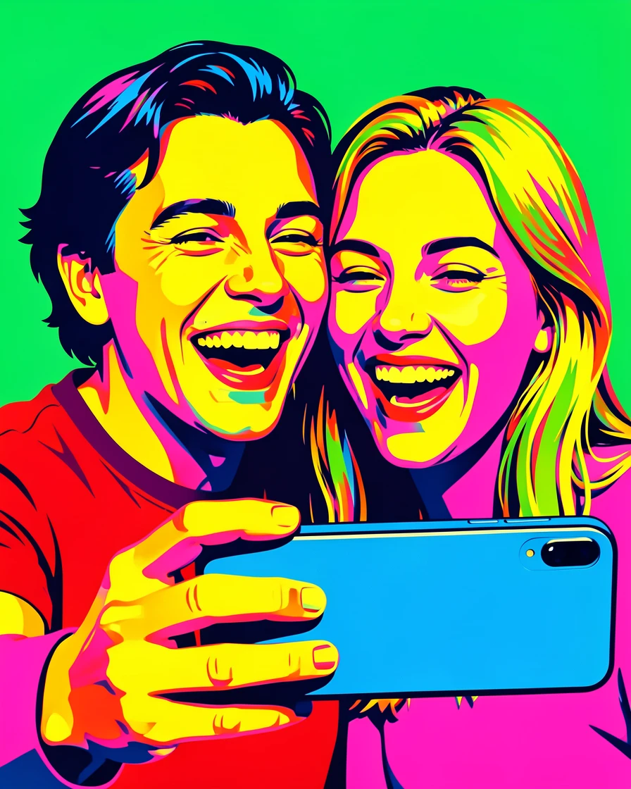 Best friends taking a selfie together laughing