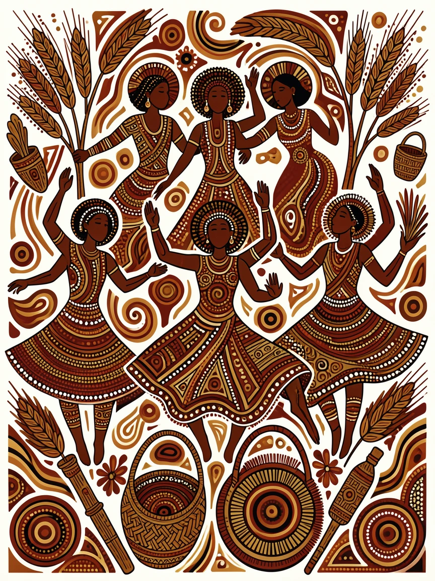Dancers celebrating a traditional harvest festival