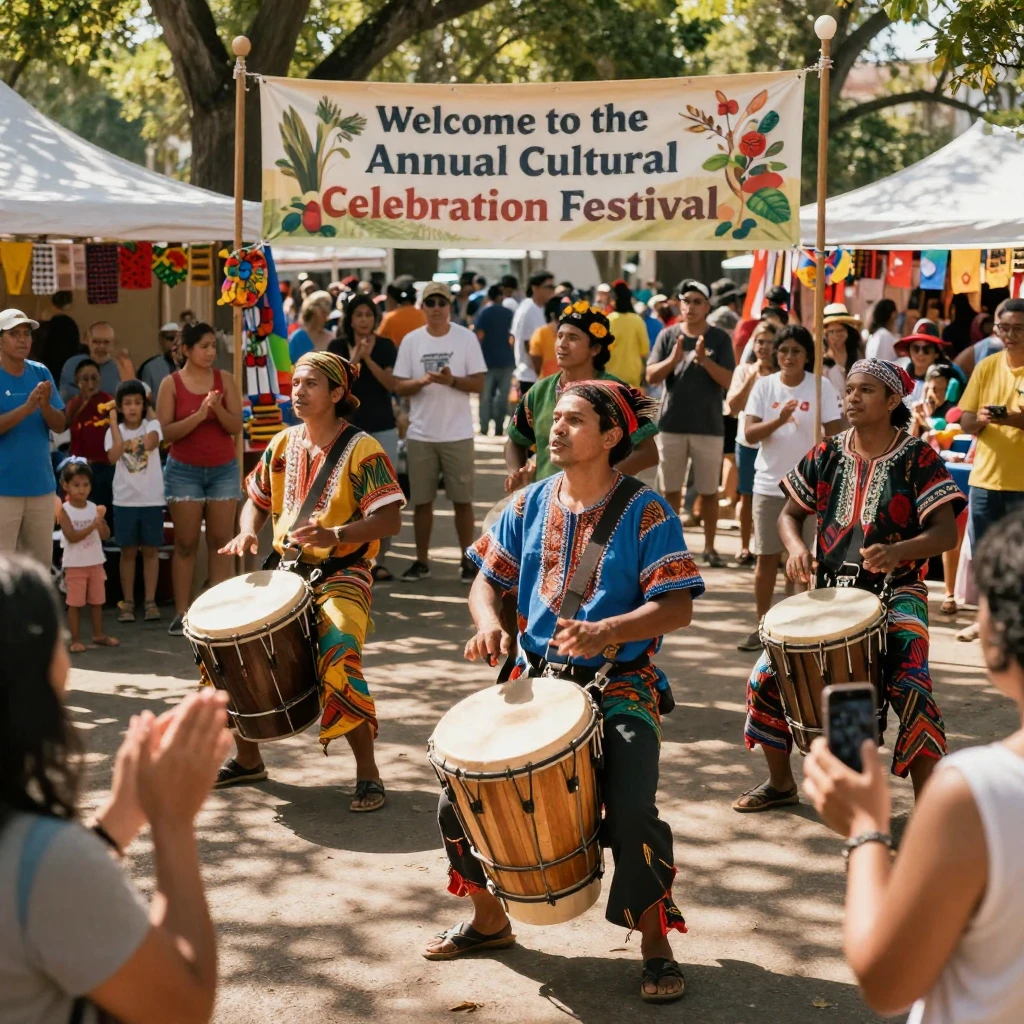 A troupe of traditional drummers performs at the opening of a cultural festival.