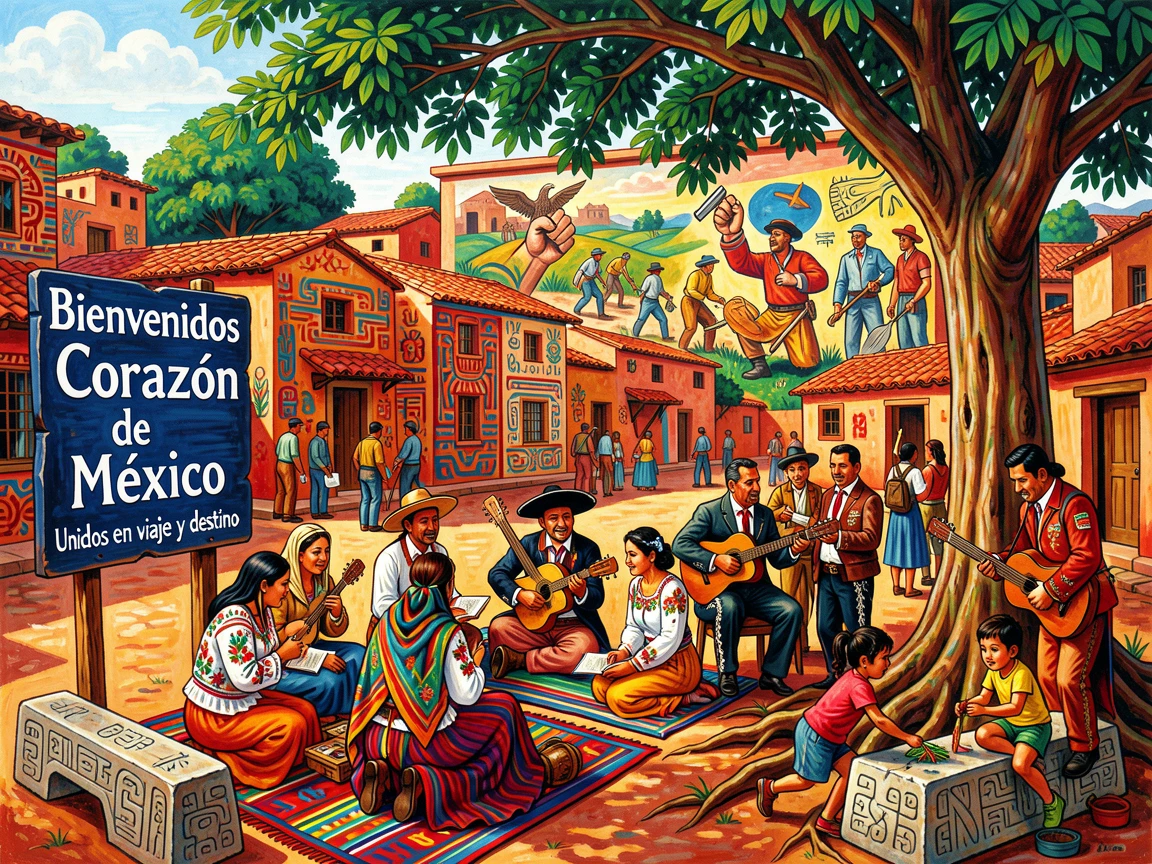 A quiet village square where travelers gather to rest