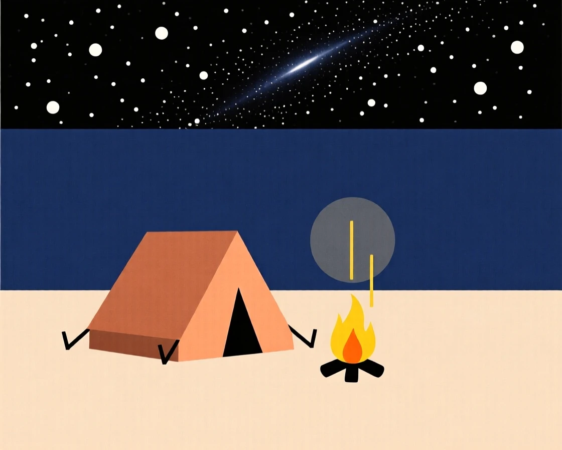 A remote desert campsite under the Milky Way