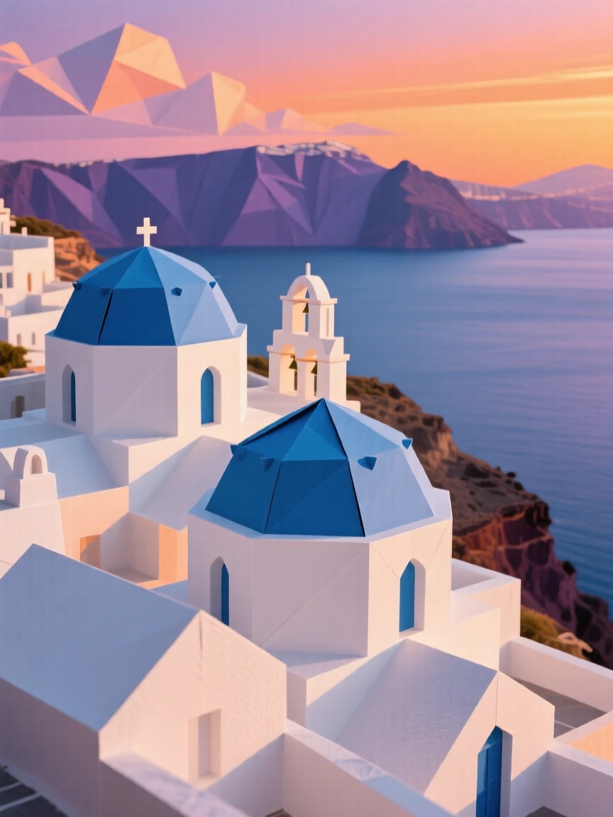 The rooftops of Santorini glowing orange under a dramatic sunset over the caldera.