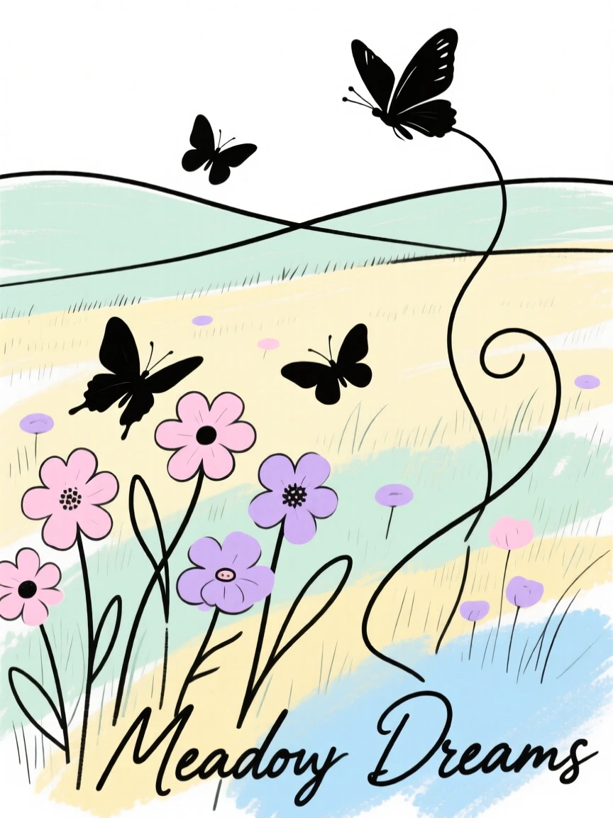 A meadow full of butterflies and flowers