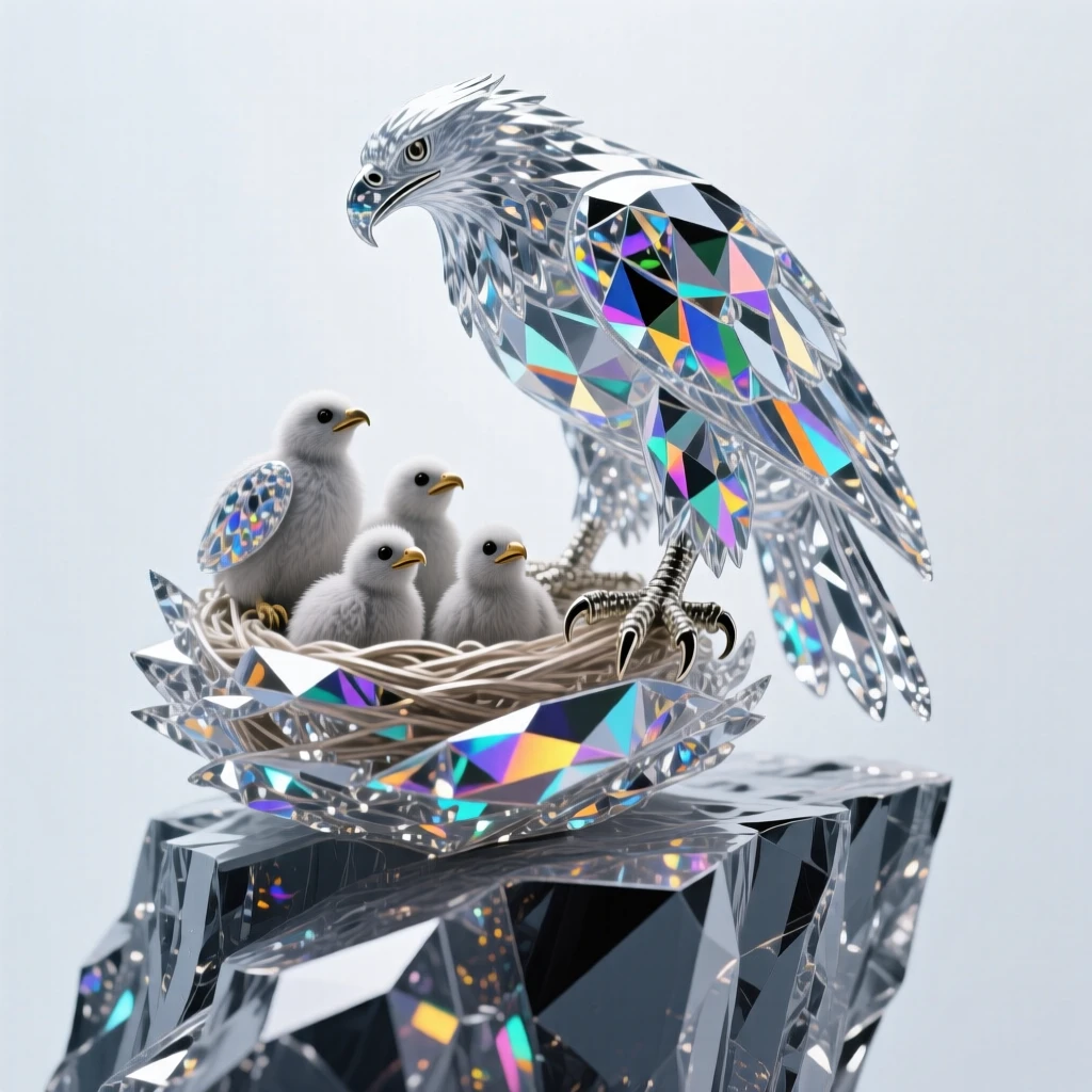 A griffin nest perched high on a cliff, hatchlings peeking over the edge.
