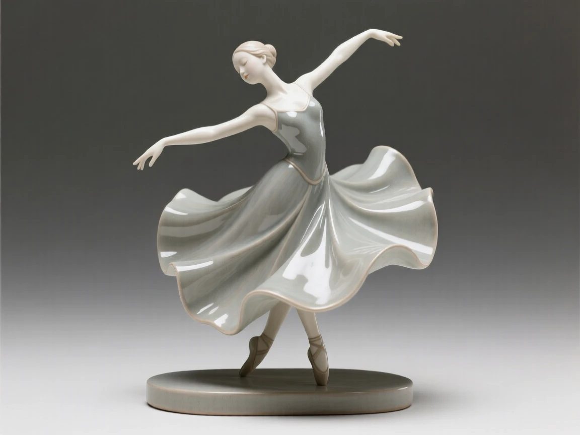 A graceful dancer figurine mid-spin displayed as a refined centerpiece, finished with graceful, flowing lines, stirring a sense of understated opulence.