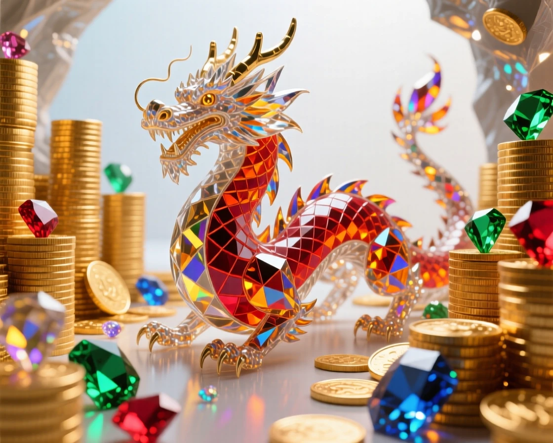 A dragon's lair filled with towering stacks of gold coins and glowing gemstones.